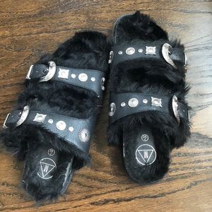 Furry sandals